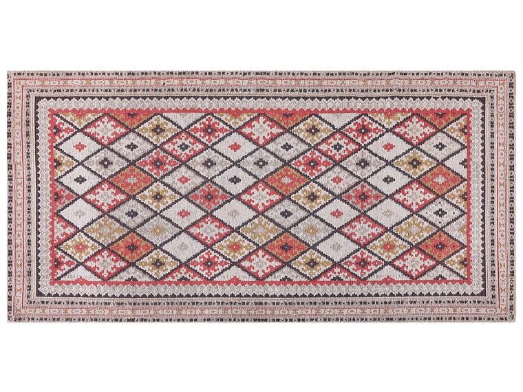 Teppich Baumwolle mehrfarbig geometrisches Muster 80 x 150 cm Kurzflor ANADAG_853622