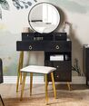 6 Drawers Dressing Table with LED Mirror and Stool Black and Gold YVES_845099