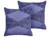 Set of 2 Tufted Cotton Cushions 45 x 45 cm Violet RHOEO_840120