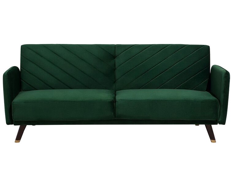 Sofa rozkładana welurowa zielona SENJA_707269