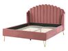 Łóżko welurowe 140 x 200 cm różowe AMBILLOU _857078
