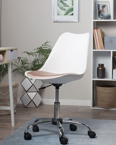 Armless Desk Chair White with Gold DAKOTA II