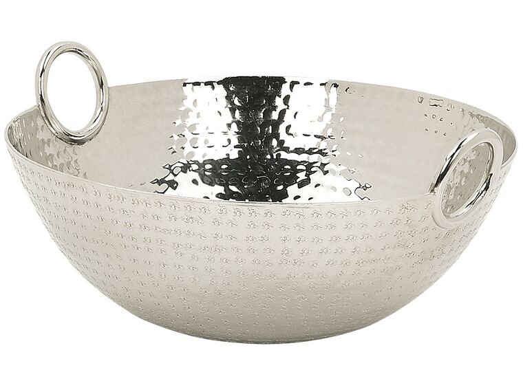 Metal Decorative Bowl Silver SHIBAH Beliani.co.uk