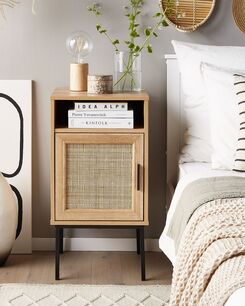 Yöpöytä rottinki kaappi vaalea puu PASCO Yöpöytä rottinki kaappi vaalea puu PASCO