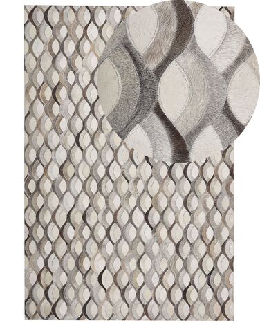 Dywan patchworkowy skórzany 160 x 230 cm brązowo-beżowy KIRCA