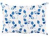 Set of 2 Outdoor Cushions Leaf Motif 40 x 60 cm White and Blue TORBORA_882363