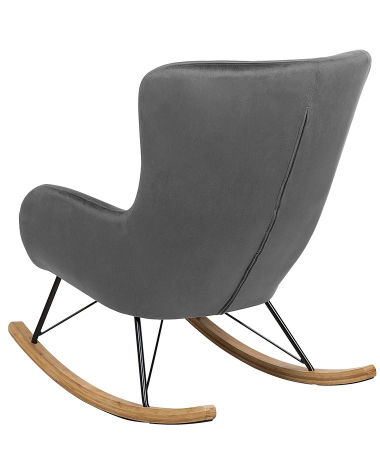 Velvet Rocking Chair Dark Grey ELLAN Beliani.co.uk