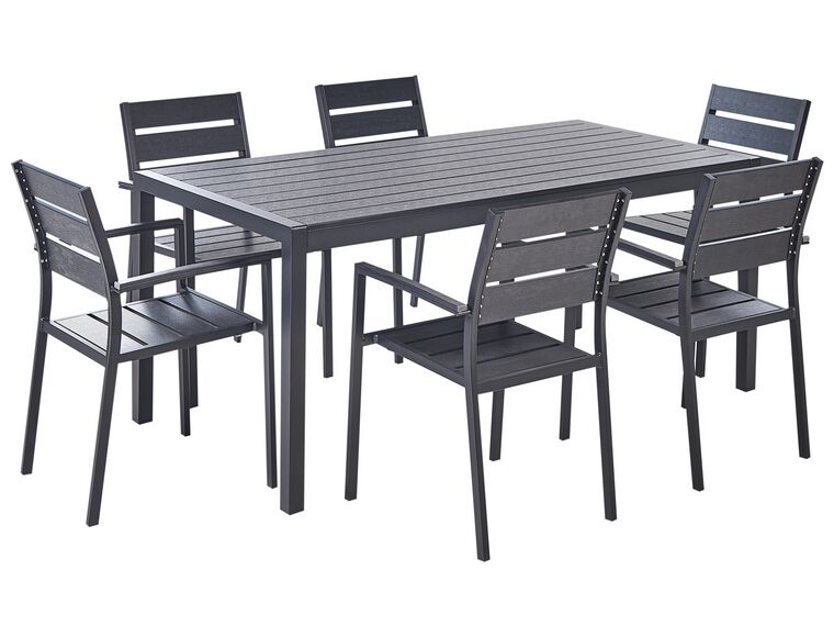 Ensemble de jardin table et chaises noir VERNIO_909863