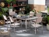 Conjunto de mesa com tampo triplo granito flameado preto 180 x 90 cm e 6 cadeiras creme GROSSETO_396122