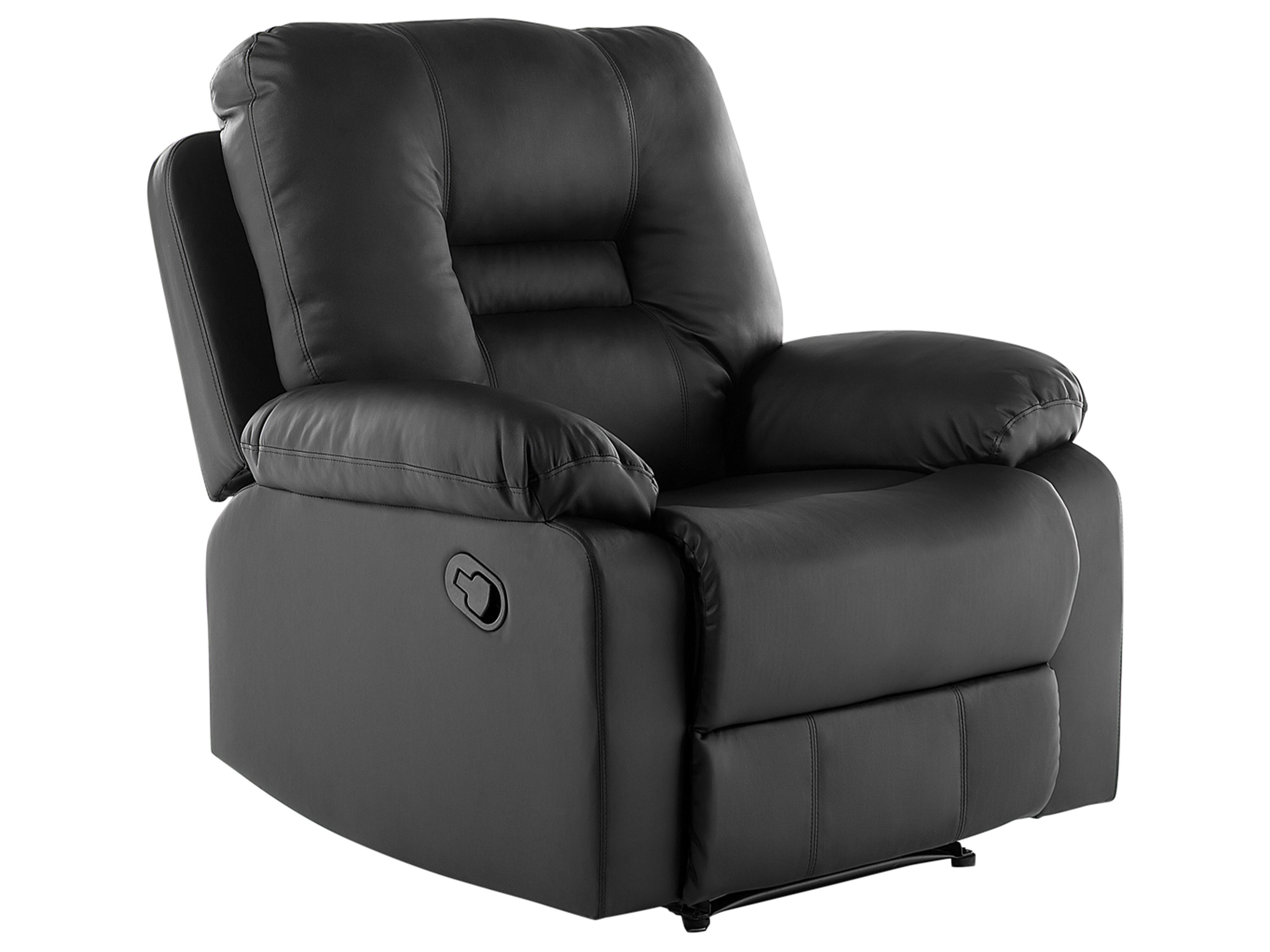 Faux Leather Recliner Chair Black, Black Faux Leather Recliner