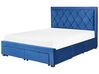 Zamatová posteľ s úložným priestorom 160 x 200 cm modrá LIEVIN_821232