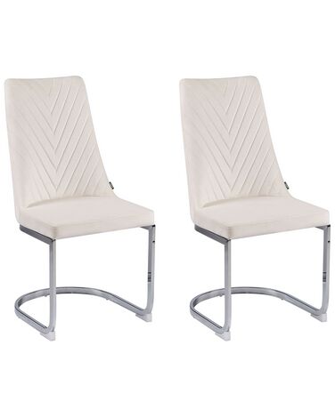 Conjunto de 2 sillas de comedor de terciopelo blanco crema ALTOONA