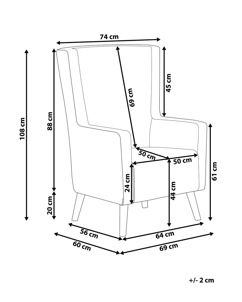 wingback chair dimensions