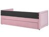 Rózsaszín kordbársony kihúzható heverő 90 x 200 cm MIMIZAN _798345