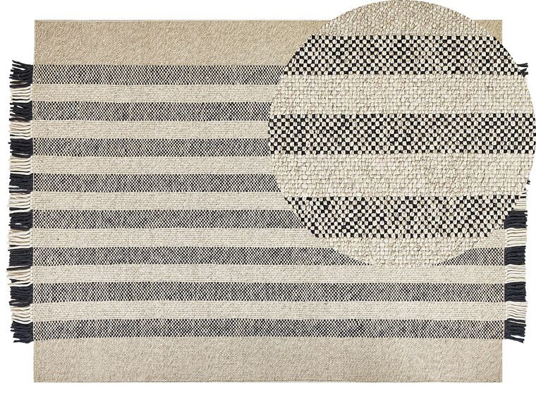 Vlnený koberec 160 x 230 cm krémová biela/čierna TACETTIN_847217