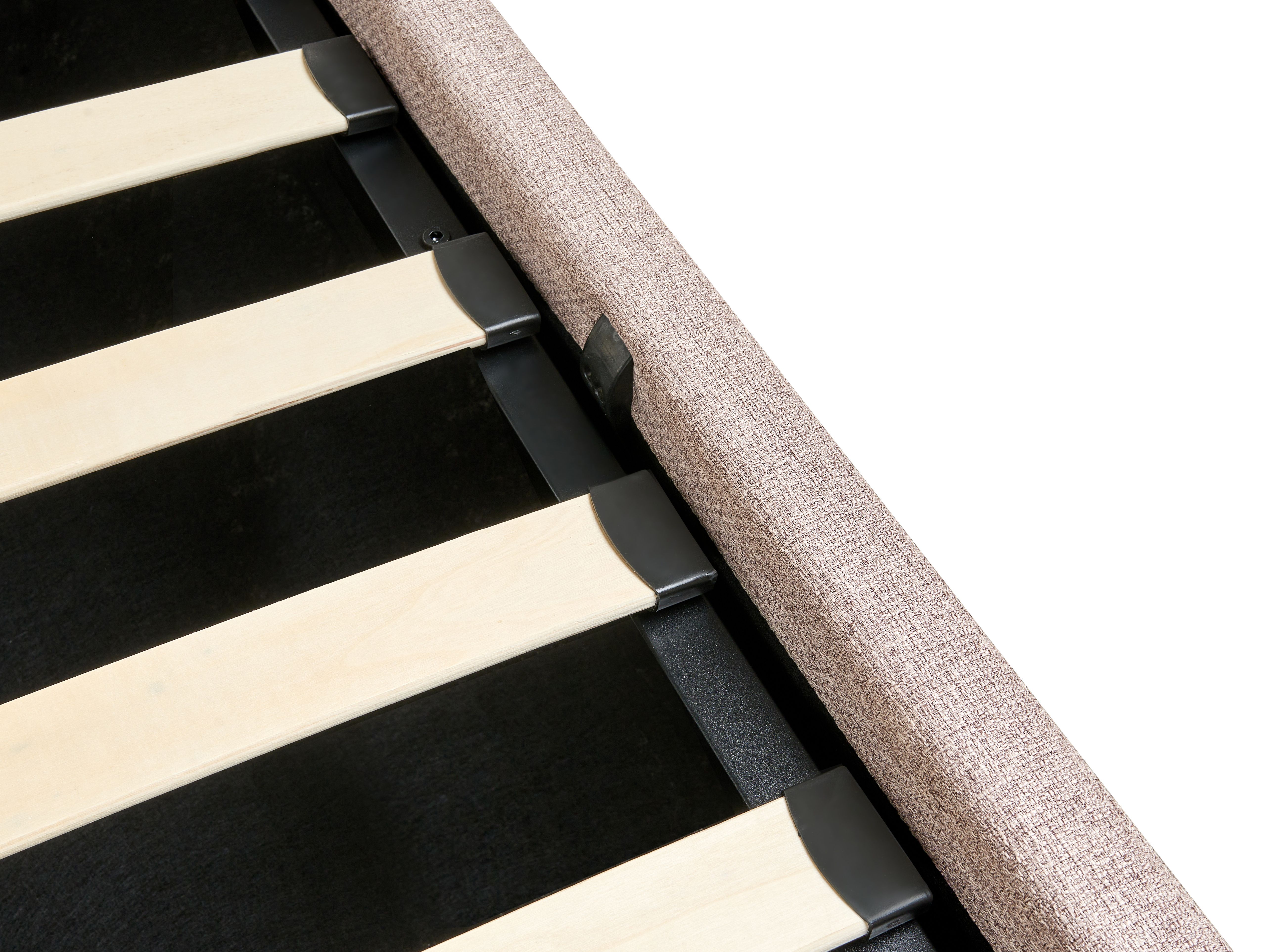 Łóżko z pojemnikiem tapicerowane 140 x 200 cm beżowe DINAN