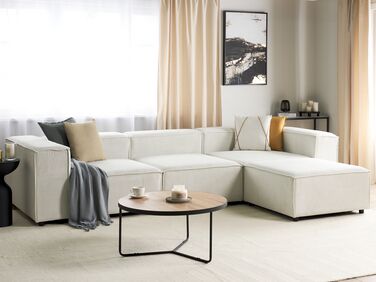 3-seters modulær sofa med ottoman kordfløyel Off-white APRICA
