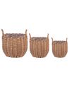 Set of 3 PE Rattan Plant Baskets Brown AUCUBA_897109