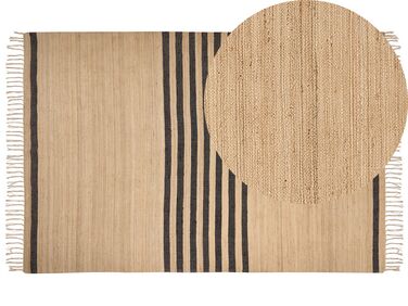 Teppich Jute beige / schwarz 200 x 300 cm Streifenmuster Kurzflor ERICEK