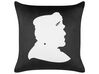 2 welurowe poduszki dekoracyjne z motywem Frankensteina 45 x 45 cm czarne z białym FRANKLINIA_830213