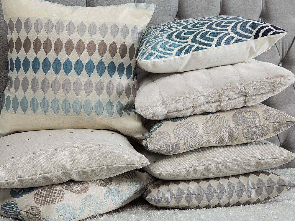 Dekokissen Kreise blau-grau 45 x 45 cm 2er Set CHIVES | Beliani.de