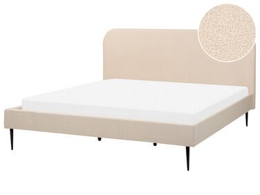 Bed bouclé beige 180 x 200 cm FLAYAT
