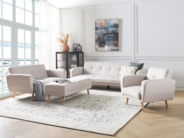 Fabric Living Room Set Beige FLORLI