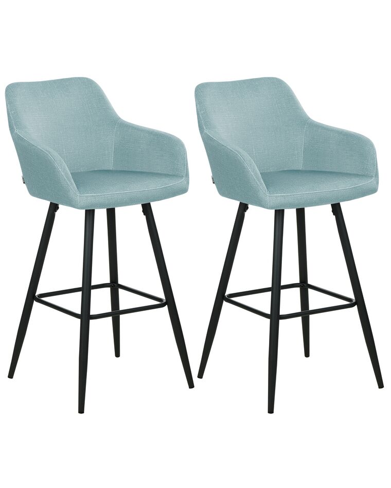 Conjunto de 2 sillas de bar de terciopelo azul claro CASMALIA_898997