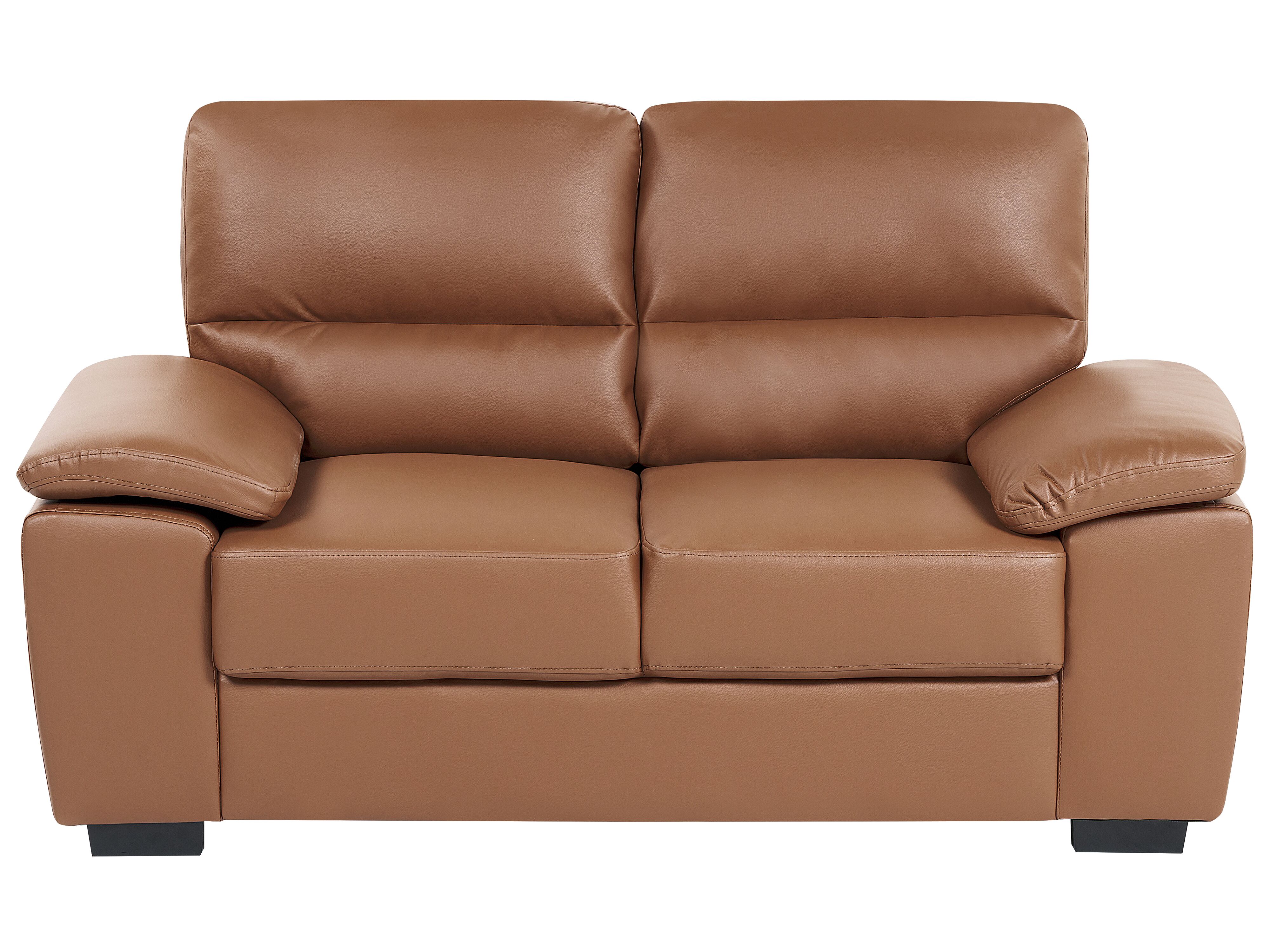 2 Seater Faux Leather Sofa Golden Brown