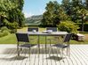 4 Seater Garden Dining Set Black Granite Effect Glass Top with Black Chairs COSOLETO/GROSSETO_881582