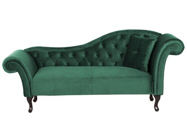 Right Hand Chaise Lounge Velvet Dark Green LATTES