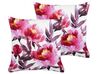 Set of 2 Outdoor Cushions Floral Pattern 45 x 45 cm White and Pink LANROSSO_881433