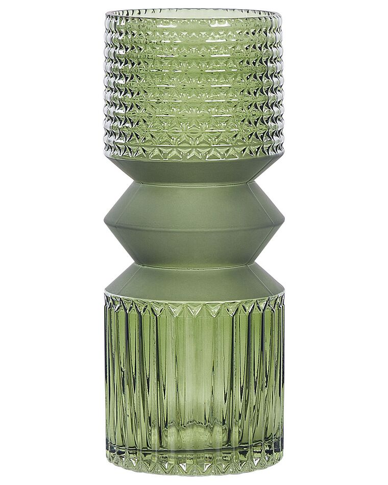 Vase à fleurs en verre 26 cm vert olive VRADETO_838286