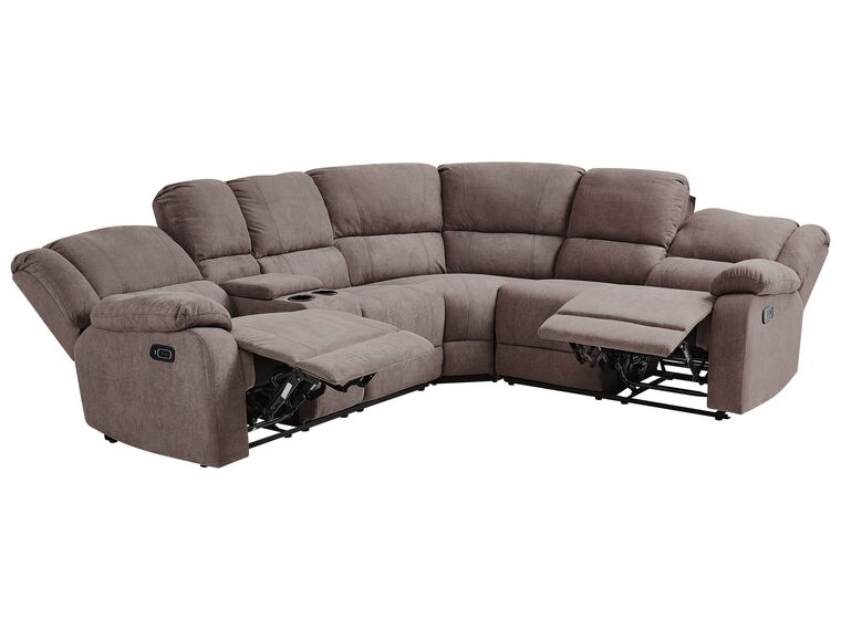 Corner Fabric Electric Recliner Sofa with USB Port Beige ROKKE_851487