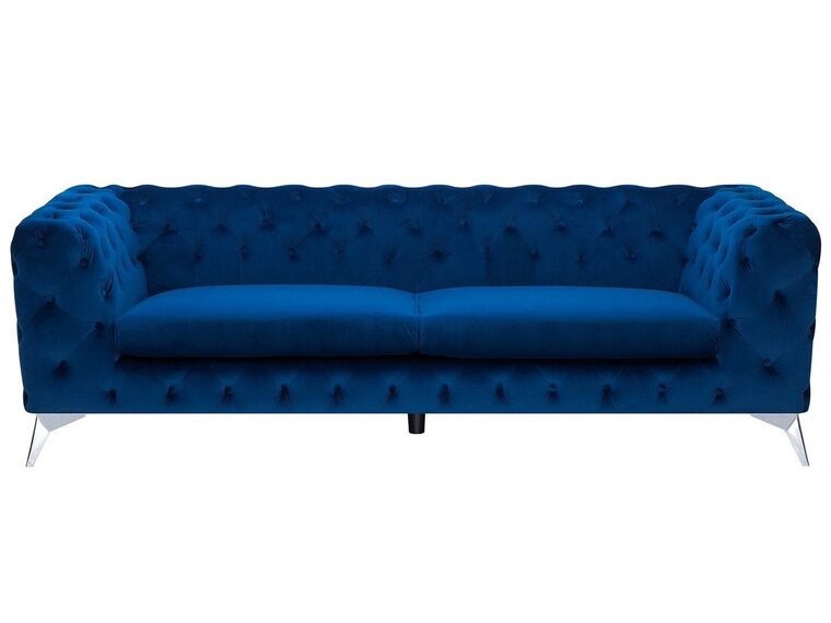 3 Seater Velvet Fabric Sofa Cobalt Blue SOTRA_727273