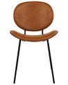 Conjunto de 2 sillas de comedor de piel marrón dorado LUANA_873672