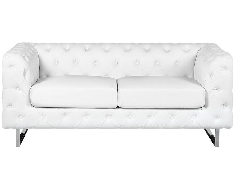 2 Seater Faux Leather Sofa White VISSLAND_741065