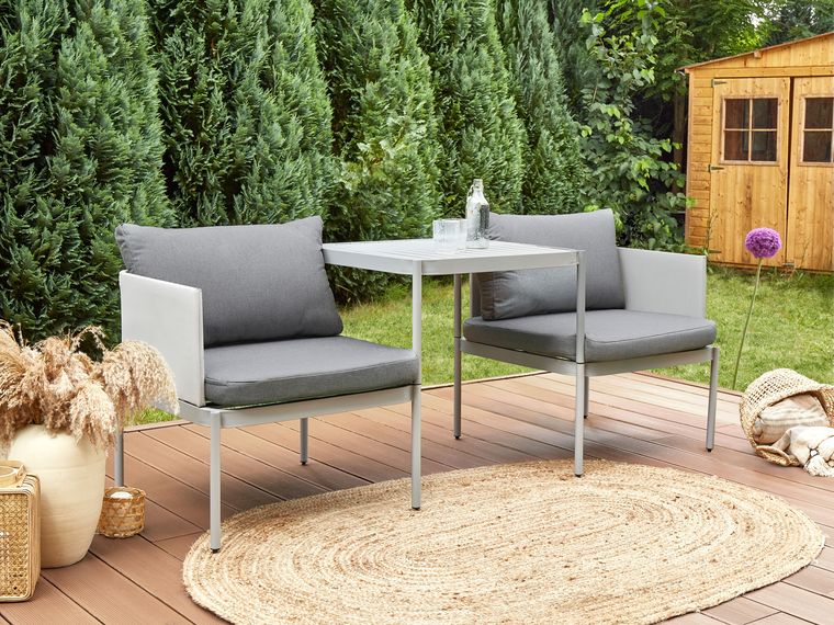2 Seater Convertible Garden Sofa Set Light Grey TERRACINA Beliani.co.uk