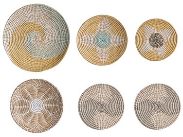 Sada 6 nástenných dekorácií z morskej trávy viacfarebná BACNINH