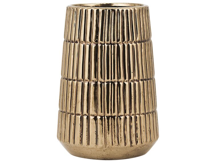 Stoneware Decorative Vase 22 cm Gold QANAWAT_734273
