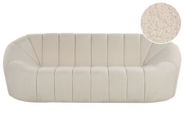 3 Seater Boucle Fabric Sofa White LOMMA