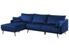 Sofa med LED Højrevendt Velour Marineblå VARDE_754396