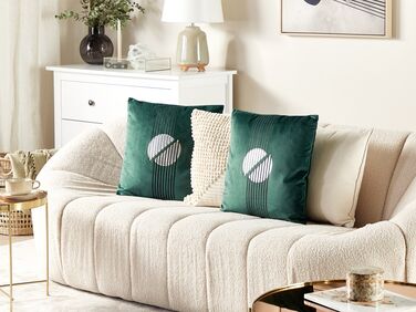 Set of 2 Velvet Cushions 45 x 45 cm Green CEROPEGIA