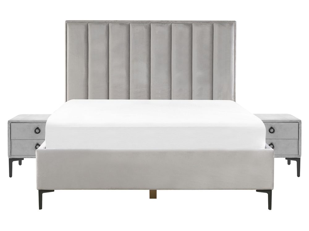 Schlafzimmer komplett Set 3-teilig grau 160 x 200 cm SEZANNE | Beliani.de