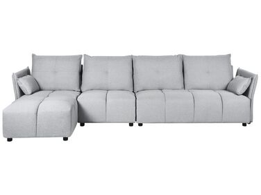 Canapé angle côté droit 4 places en tissu gris clair TOMRA