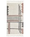 Teppich Baumwolle beige / schwarz 80 x 150 cm abstraktes Muster Fransen Kurzflor MURADIYE_848387
