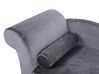 Chaise longue velluto grigio scuro e legno scuro sinistra LUIRO_768783
