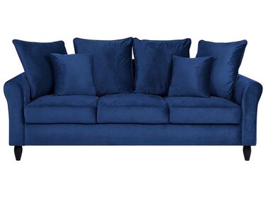 Sofa 3-osobowa welurowa ciemnoniebieska BORNHOLM