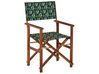 Set of 2 Acacia Folding Chairs and 2 Replacement Fabrics Dark Wood with Grey / Olives Pattern CINE_819329