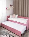 Corduroy EU Single Trundle Bed Pink MIMIZAN _846463